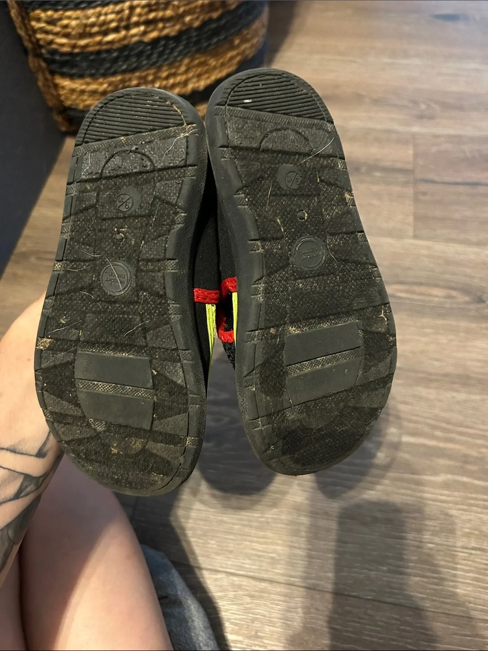 wonder nation Black Water Shoes with Neon Yellow & Red Trim